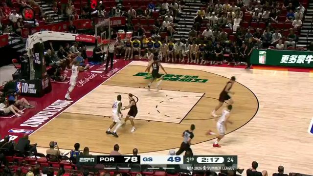 【2025年07月12日 开拓者vs勇士集锦】镇定自若！杰克逊-罗篮下卡位怒推杨瀚森引发小冲突