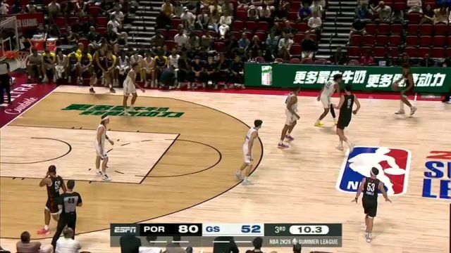 【2025年07月12日 开拓者vs勇士集锦】卡尔顿不传球自己攻 下场后主动握手杨瀚森以表歉意