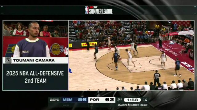 【2025年07月13日】NBA夏季联赛：灰熊vs开拓者第3节英文原声录像回放