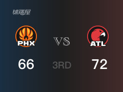 三节比分，老鹰72-66领先太阳，雅各布-托平13分