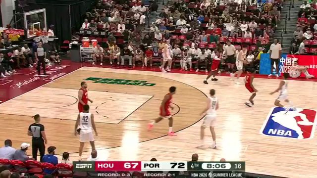 【2025年07月18日 火箭vs开拓者集锦】视野与运气并存 杨瀚森连线卡尔顿突破上篮打进