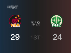 热火首节领先雄鹿，马奎斯得到8分，E-史蒂文森得到11分