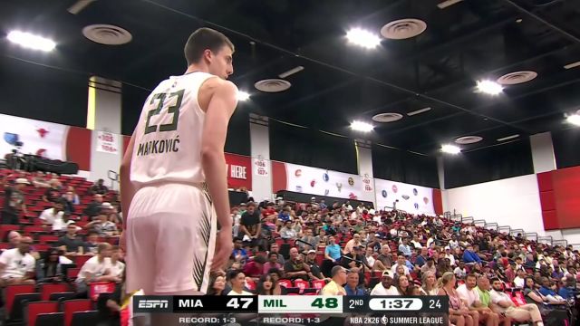 【2025年07月19日 热火vs雄鹿集锦】全能的大个子！马科维奇抢断反击一条龙上篮打进