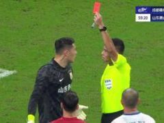 [红牌罚下]王大雷禁区外失误后打到费利佩面部，被出示直红罚下