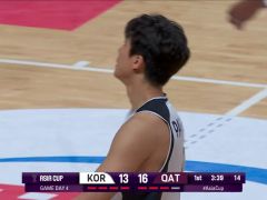 男篮亚洲杯A组小组赛：韩国vs卡塔尔第1节英文原声回放