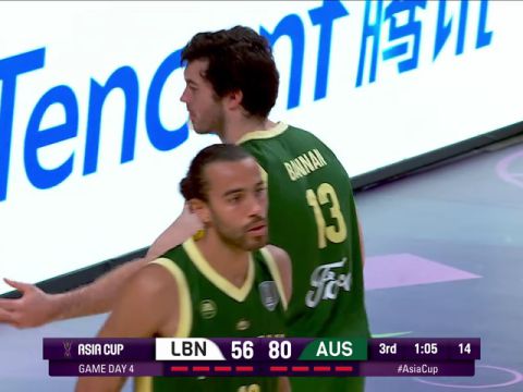 男篮亚洲杯A组小组赛：黎巴嫩vs澳大利亚第3节英文原声回放
