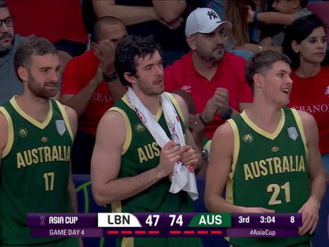男篮亚洲杯A组小组赛：黎巴嫩vs澳大利亚英文原声全场回放