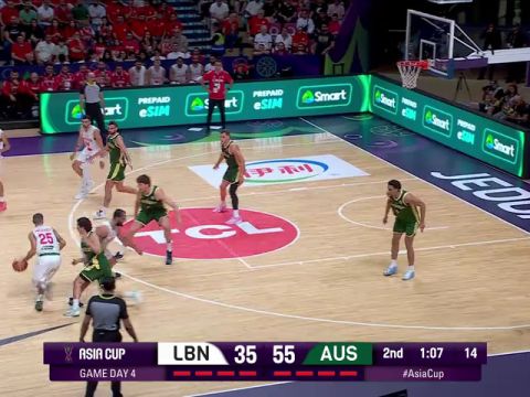 男篮亚洲杯A组小组赛：黎巴嫩vs澳大利亚第2节中文解说回放
