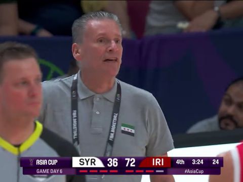 男篮亚洲杯B组小组赛：叙利亚vs伊朗第4节英文原声回放