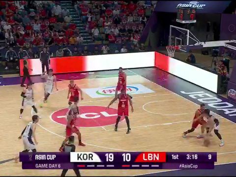 男篮亚洲杯A组小组赛：韩国vs黎巴嫩第1节英文原声回放