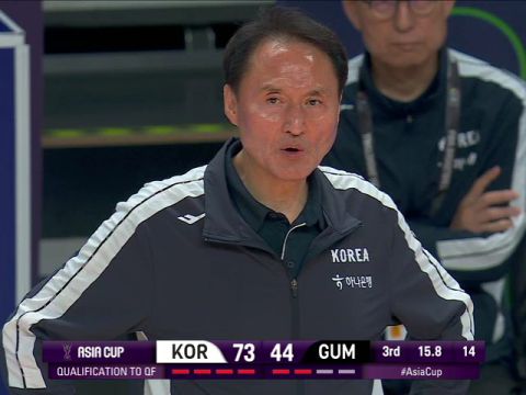 男篮亚洲杯八强附加赛：韩国vs关岛第3节中文解说回放