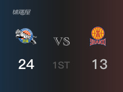 首节比分，新疆24-13领先山西，曲笑宇7分