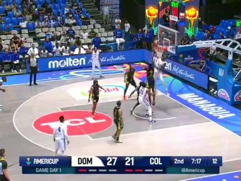 男篮美洲杯：多米尼加共和国vs哥伦比亚第2节英文原声回放