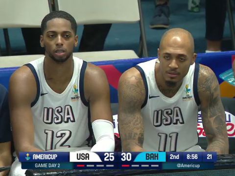 男篮美洲杯：美国vs巴哈马第2节英文原声回放