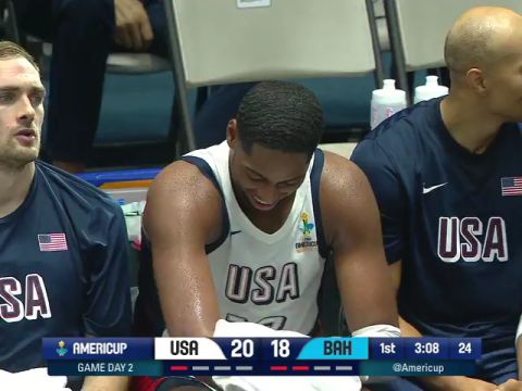 男篮美洲杯：美国vs巴哈马第1节英文原声回放