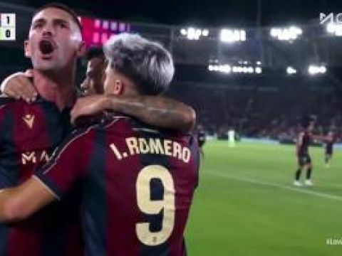 [进球视频] 巴萨0-1落后莱万特！伊万-罗梅罗灵巧晃过库巴西破门！