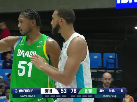 男篮美洲杯A组小组赛：巴哈马vs巴西第4节英文原声回放