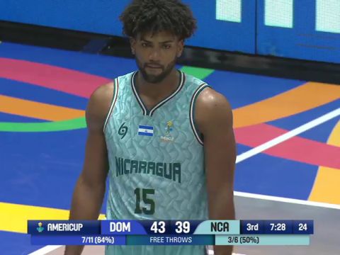 男篮美洲杯C组小组赛：多米尼加共和国vs尼加拉瓜第3节英文原声回放