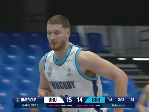 男篮美洲杯：乌拉圭vs巴哈马第1节英文原声回放