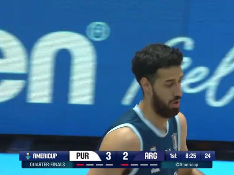 男篮美洲杯1/4决赛：波多黎各vs阿根廷第1节英文原声回放