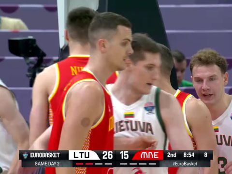 男篮欧洲杯B组小组赛：立陶宛vs黑山共和国第2节中文解说回放