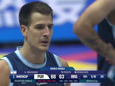 男篮美洲杯1/4决赛：波多黎各vs阿根廷第4节英文原声回放