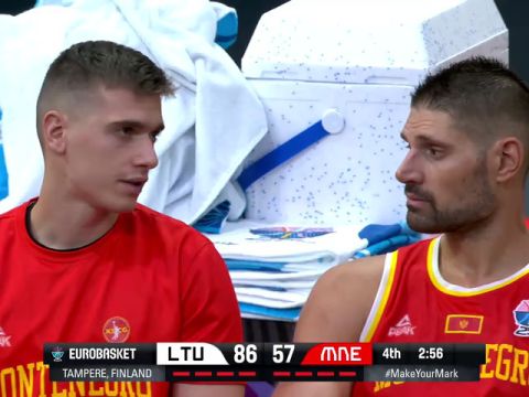 男篮欧洲杯B组小组赛：立陶宛vs黑山共和国第4节英文原声回放