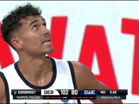 男篮欧洲杯B组小组赛：德国vs瑞典英文原声全场回放