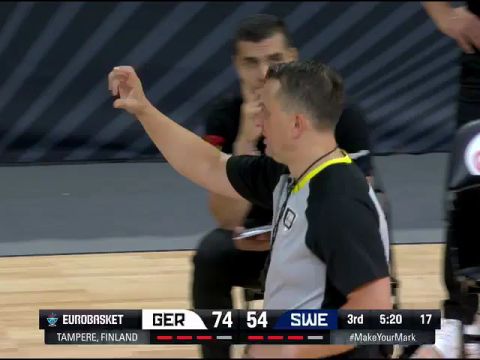 男篮欧洲杯B组小组赛：德国vs瑞典第3节英文原声回放