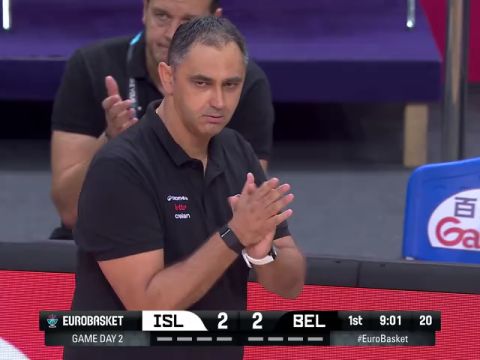 男篮欧洲杯D组小组赛：冰岛vs比利时第1节英文原声回放