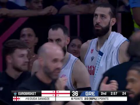 男篮欧洲杯C组小组赛：格鲁吉亚vs希腊英文原声全场回放