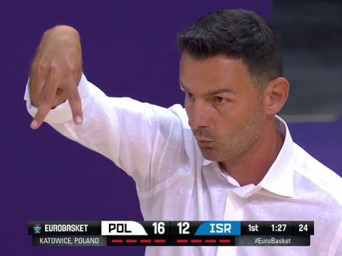 男篮欧洲杯D组小组赛：波兰vs以色列第1节中文解说回放