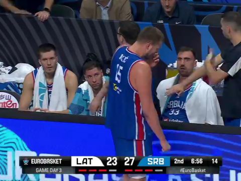 男篮欧洲杯A组小组赛：拉脱维亚vs塞尔维亚第2节中文解说回放