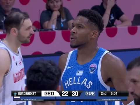 男篮欧洲杯C组小组赛：格鲁吉亚vs希腊第2节英文原声回放
