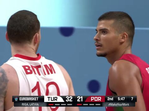 男篮欧洲杯A组小组赛：土耳其vs葡萄牙第2节中文解说回放