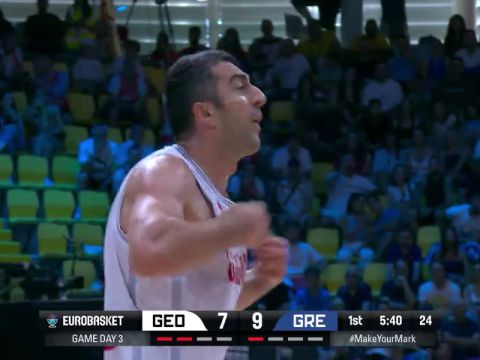 男篮欧洲杯C组小组赛：格鲁吉亚vs希腊第1节中文解说回放