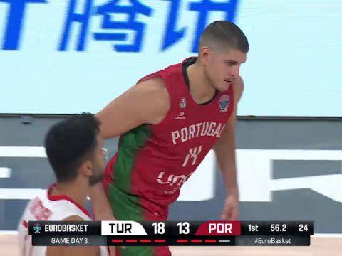 男篮欧洲杯A组小组赛：土耳其vs葡萄牙第1节英文原声回放