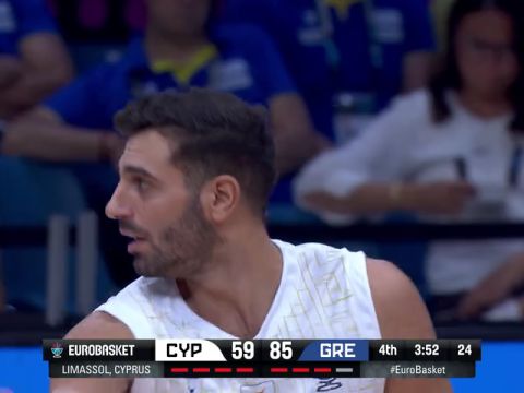男篮欧洲杯C组小组赛：塞浦路斯vs希腊第4节英文原声回放