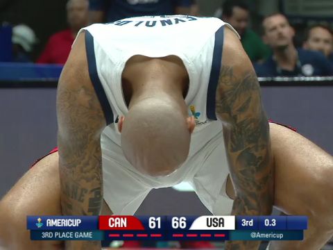 男篮美洲杯季军赛：加拿大vs美国第3节英文原声回放