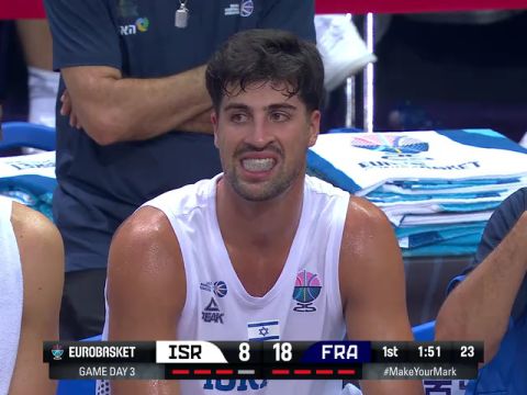 男篮欧洲杯D组小组赛：以色列vs法国第1节英文原声回放