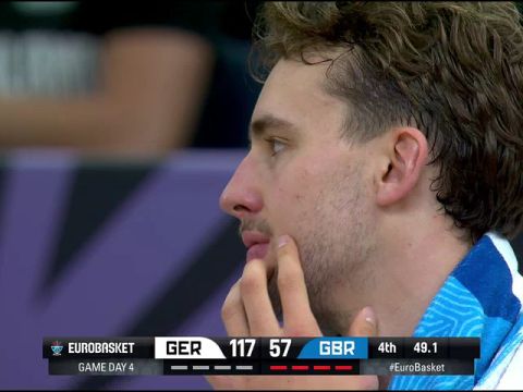 男篮欧洲杯B组小组赛：德国vs英国第4节英文原声回放
