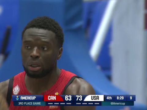 男篮美洲杯季军赛：加拿大vs美国第4节英文原声回放