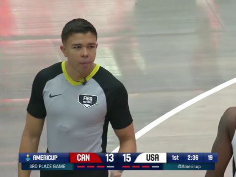 男篮美洲杯季军赛：加拿大vs美国第1节英文原声回放