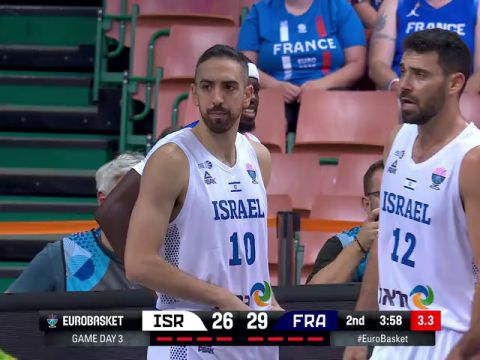 男篮欧洲杯D组小组赛：以色列vs法国第2节中文解说回放