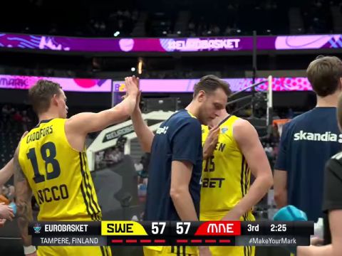 男篮欧洲杯B组小组赛：瑞典vs黑山共和国第3节中文解说回放