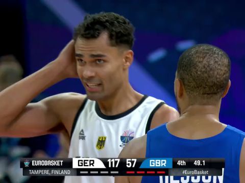 男篮欧洲杯B组小组赛：德国vs英国第4节中文解说回放