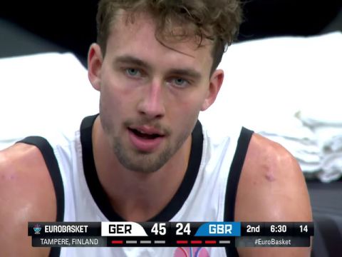 男篮欧洲杯B组小组赛：德国vs英国第2节中文解说回放