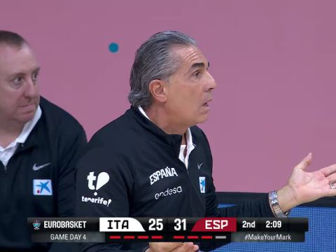 男篮欧洲杯：意大利vs西班牙第2节中文解说回放