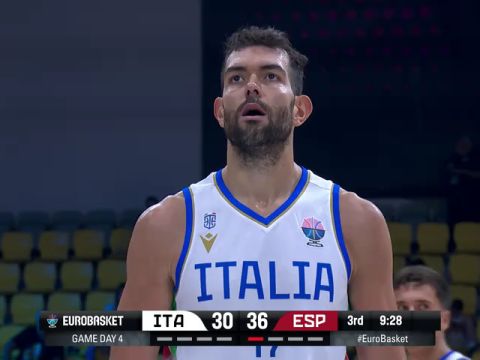 男篮欧洲杯：意大利vs西班牙第3节英文原声回放