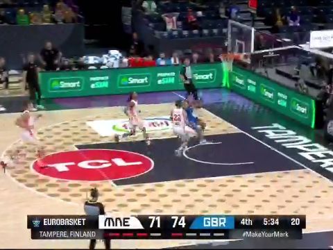 男篮欧洲杯：黑山共和国vs英国第4节英文原声回放